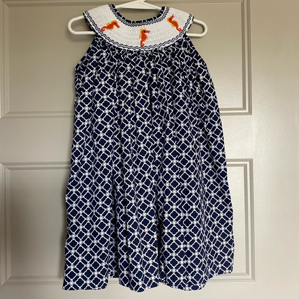 Summer Smock Sea Horse Collard Dress. Size 2 - 3